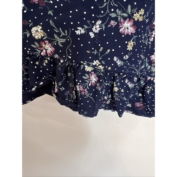 VTG Sostanza Dress Navy Floral Women 9/10 Prairie farmhouse Homestead - Picture 4 of 6